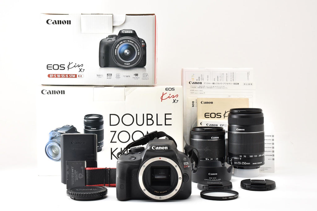 ★美品★ キヤノン CANON ショット数2243回 EOS KISS X7 ダブルズームキット デジタル一眼レフ ★ #9354