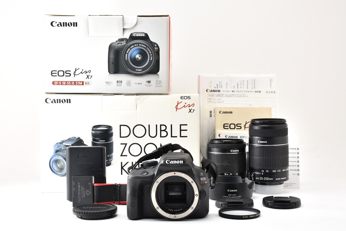 ★美品★ キヤノン CANON ショット数2243回 EOS KISS X7 ダブルズームキット デジタル一眼レフ ★ #9354