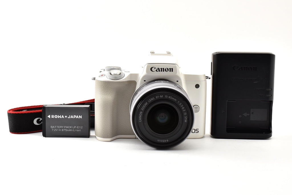 ★美品シャッター回数16,000回以下★ キヤノン CANON EOS KISS M ホワイト EF-M 15-45mm IS STM レンズセット ミラーレス一眼 ★ #9242