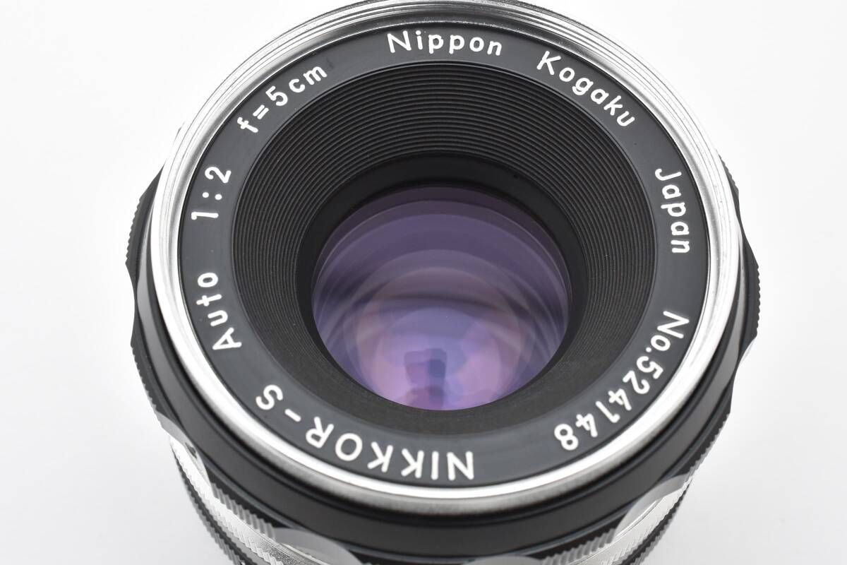 ★極上品★ ニコン NIKON NIKKOR-S AUTO 5cm F2 非AI チックマーク PAT.PEND 9枚絞り R刻印 5cm表記フード・Nikkorキャップ ★ #7460