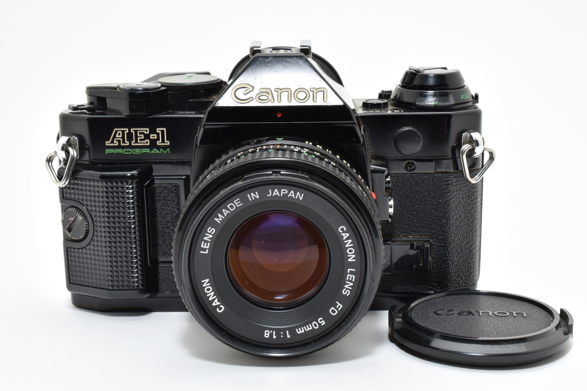 ★美品★ キヤノン Canon AE-1 PROGRAM NEW FD 50MM F1.8 シャッター鳴きなし ブラック 一眼レフ ★ #6606