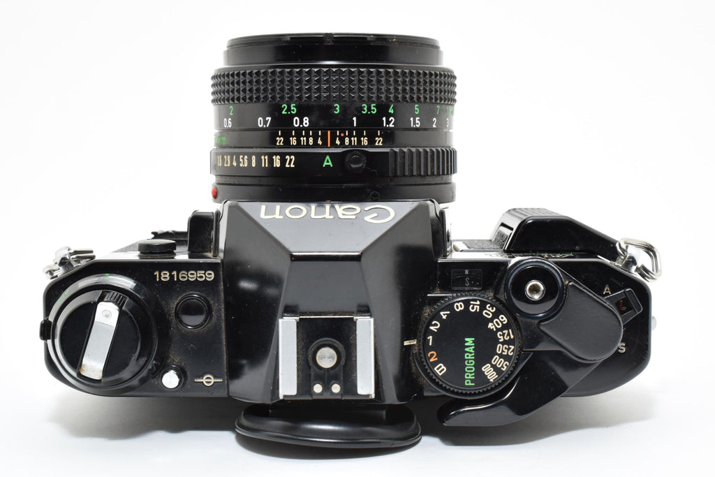 ★美品★ キヤノン Canon AE-1 PROGRAM NEW FD 50MM F1.8 シャッター鳴きなし ブラック 一眼レフ ★ #6606