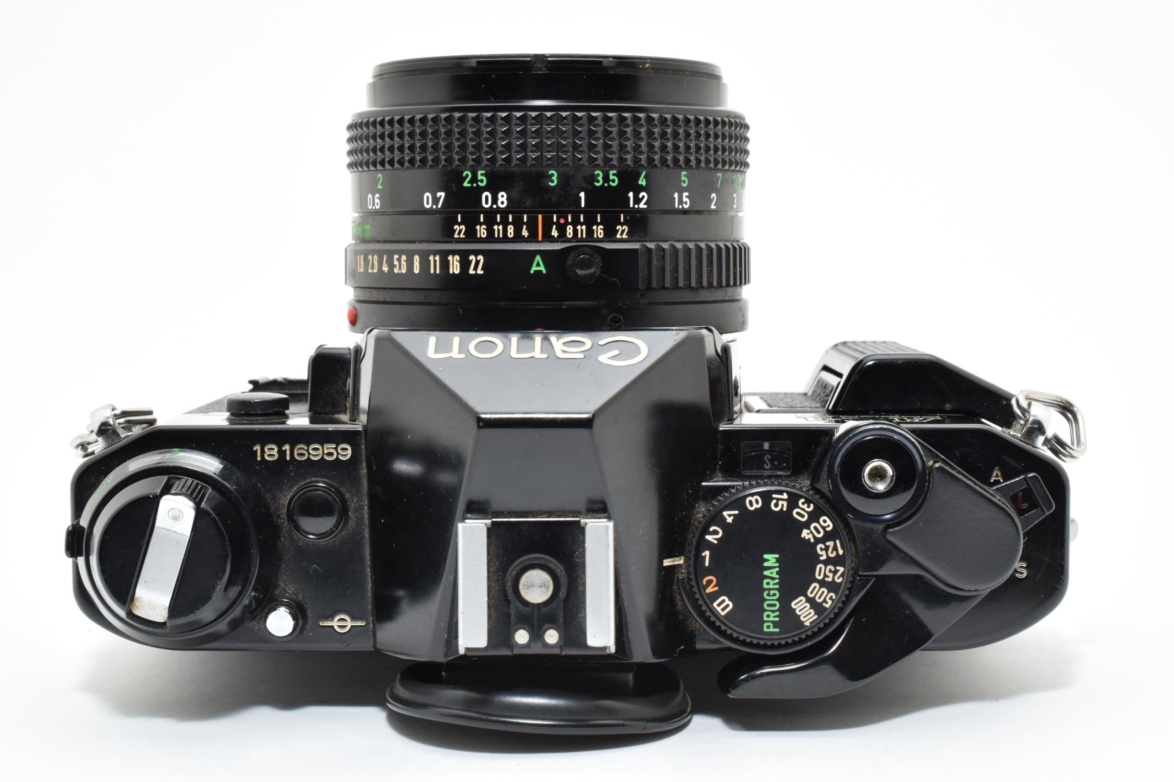 ★美品★ キヤノン Canon AE-1 PROGRAM NEW FD 50MM F1.8 シャッター鳴きなし ブラック 一眼レフ ★ #6606