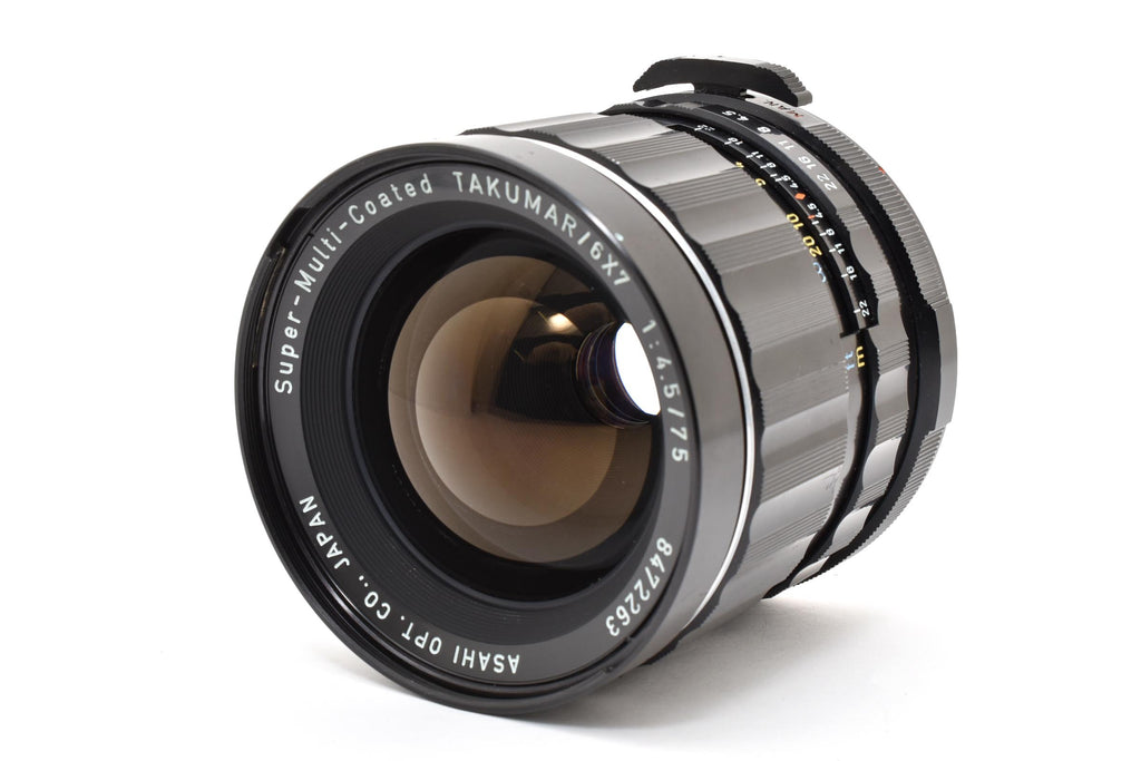 ★美品★ ペンタックス PENTAX SUPER-MULTI-COATED TAKUMAR 75mm F4.5 6×7 フィルター付き ★ L99#8040