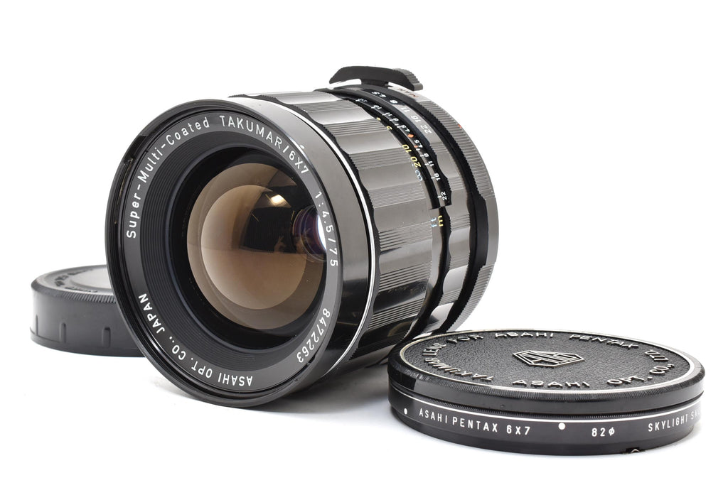 ★美品★ ペンタックス PENTAX SUPER-MULTI-COATED TAKUMAR 75mm F4.5 6×7 フィルター付き ★ L99#8040