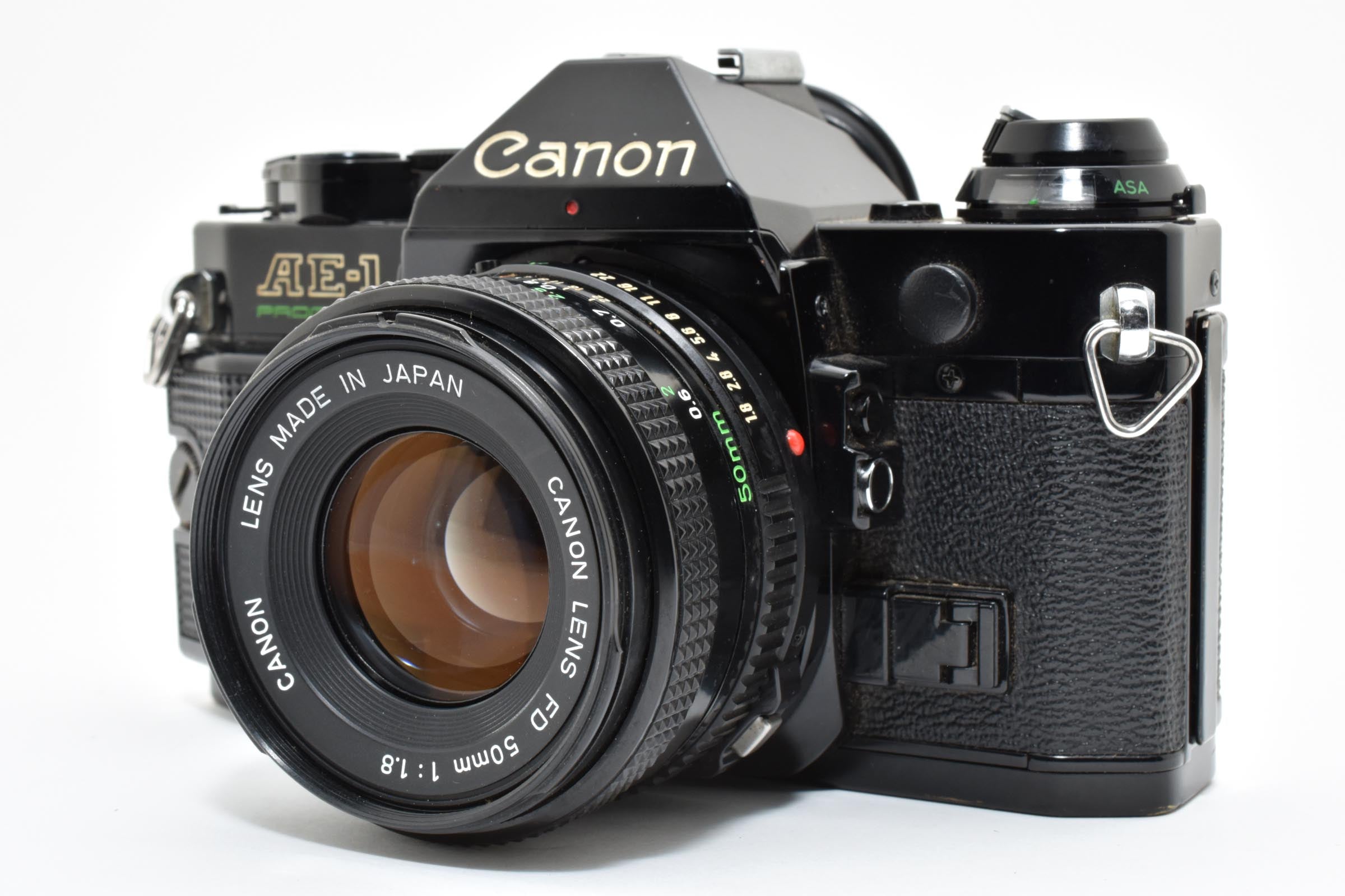 ★美品★ キヤノン Canon AE-1 PROGRAM NEW FD 50MM F1.8 シャッター鳴きなし ブラック 一眼レフ ★ #6606