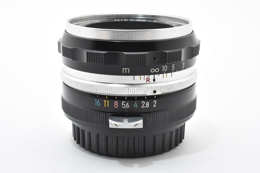 ★極上品★ ニコン NIKON NIKKOR-S AUTO 5cm F2 非AI チックマーク PAT.PEND 9枚絞り R刻印 5cm表記フード・Nikkorキャップ ★ L55#7460