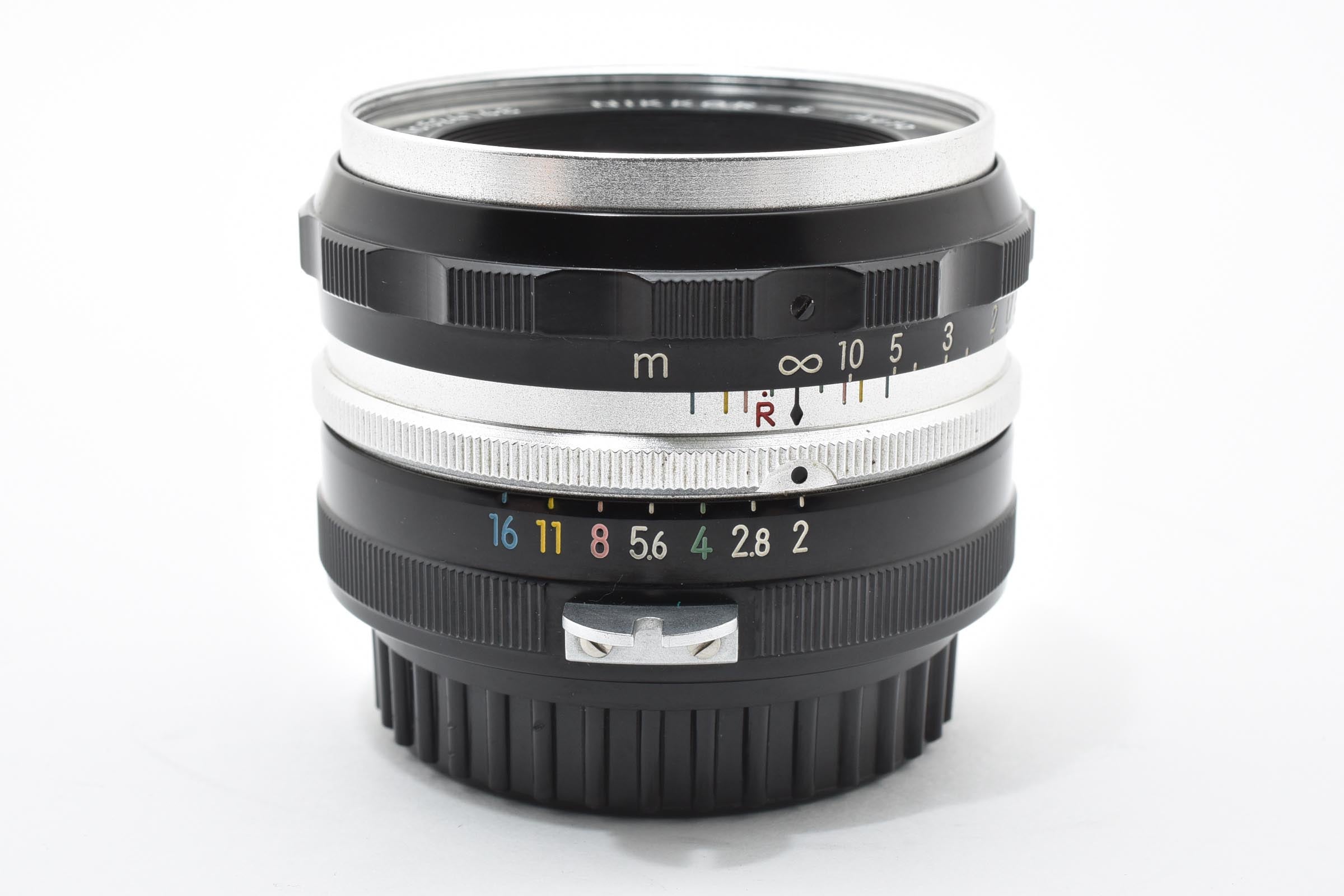 ★極上品★ ニコン NIKON NIKKOR-S AUTO 5cm F2 非AI チックマーク PAT.PEND 9枚絞り R刻印 5cm表記フード・Nikkorキャップ ★ L55#7460