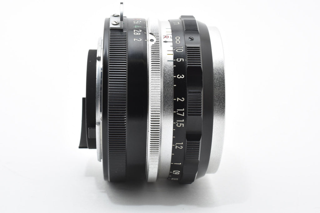 ★極上品★ ニコン NIKON NIKKOR-S AUTO 5cm F2 非AI チックマーク PAT.PEND 9枚絞り R刻印 5cm表記フード・Nikkorキャップ ★ L55#7460