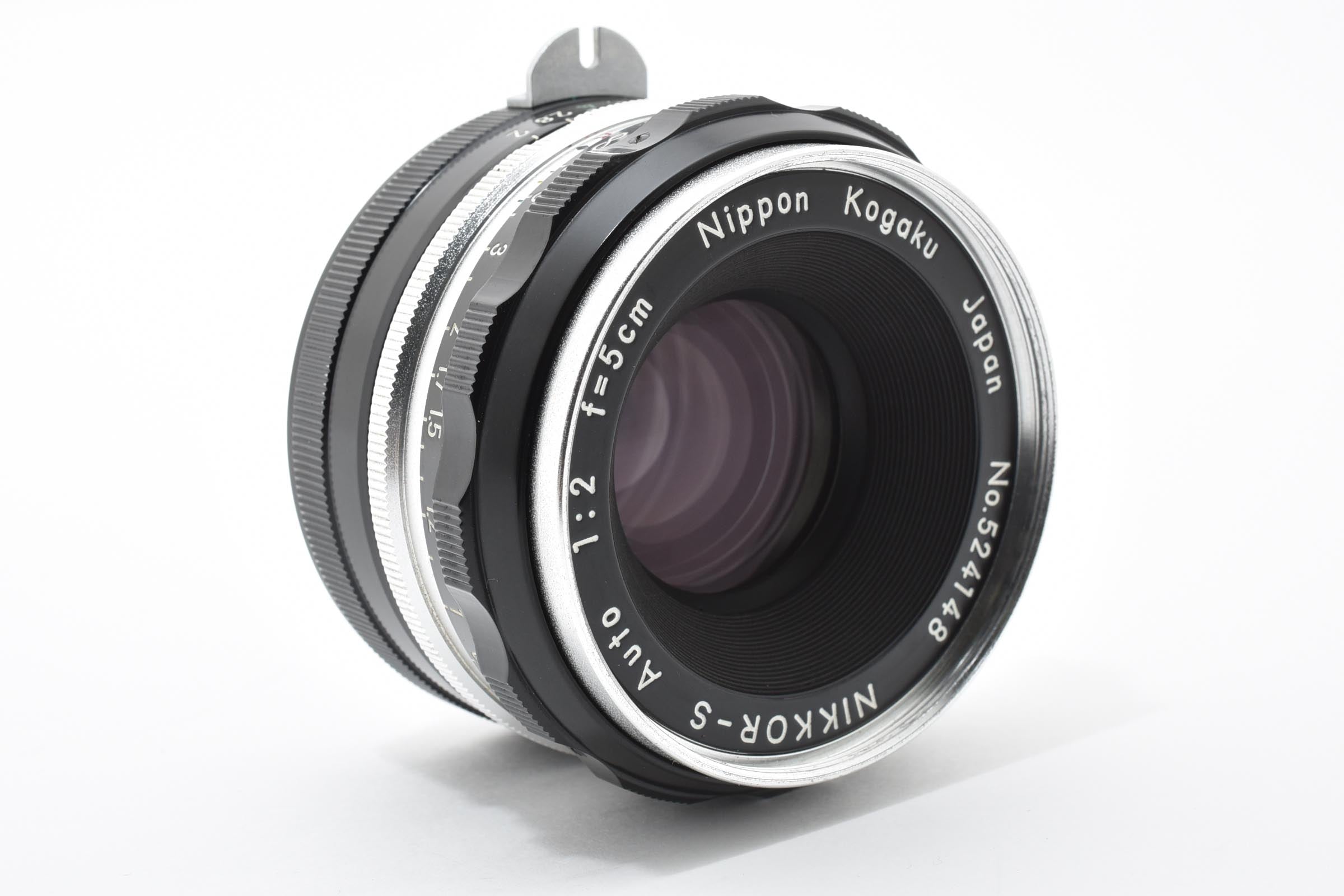 ★極上品★ ニコン NIKON NIKKOR-S AUTO 5cm F2 非AI チックマーク PAT.PEND 9枚絞り R刻印 5cm表記フード・Nikkorキャップ ★ L55#7460