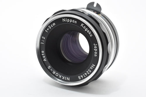 ★極上品★ ニコン NIKON NIKKOR-S AUTO 5cm F2 非AI チックマーク PAT.PEND 9枚絞り R刻印 5cm表記フード・Nikkorキャップ ★ L55#7460